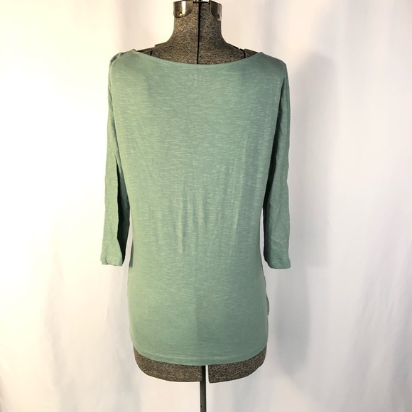 Loft Blue Green Beaded Collar Long Sleeve Tee - Picture 3 of 5